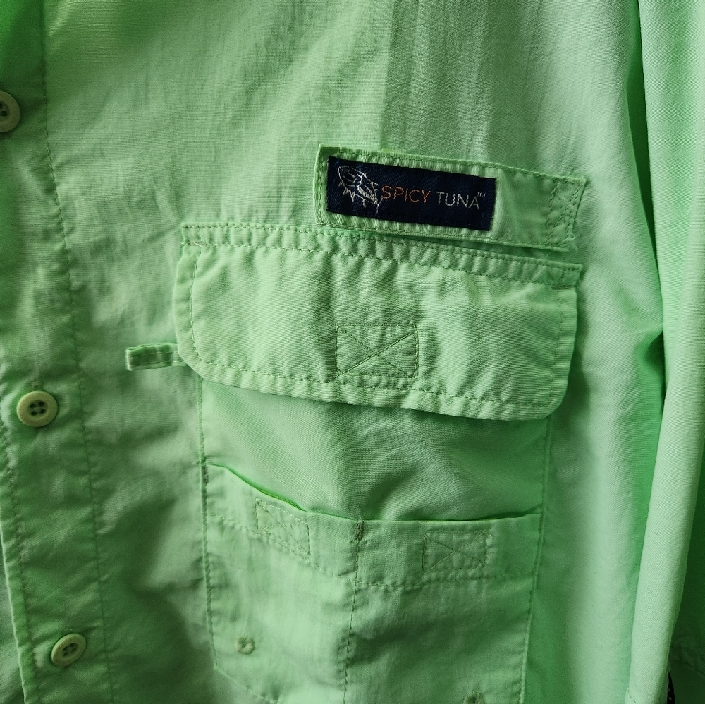 Spicy Tuna Green Button Down Shirt - Picture 2 of 4